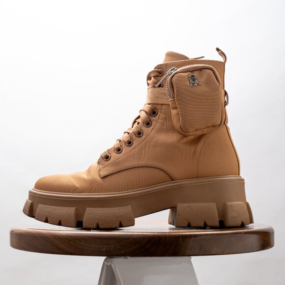 Steve Madden Tanker-P chunky lace up boots in sand. Womens Size 7 - Picture 3 of 8